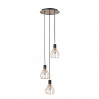 Distribuidor - Lâmpadas Diversas | Lâmpadas Modernas | COLGANTE SAN PETERSBURGO 3XE14 NEGRO/COBRE REGX30X30 CM Ref: 153593073